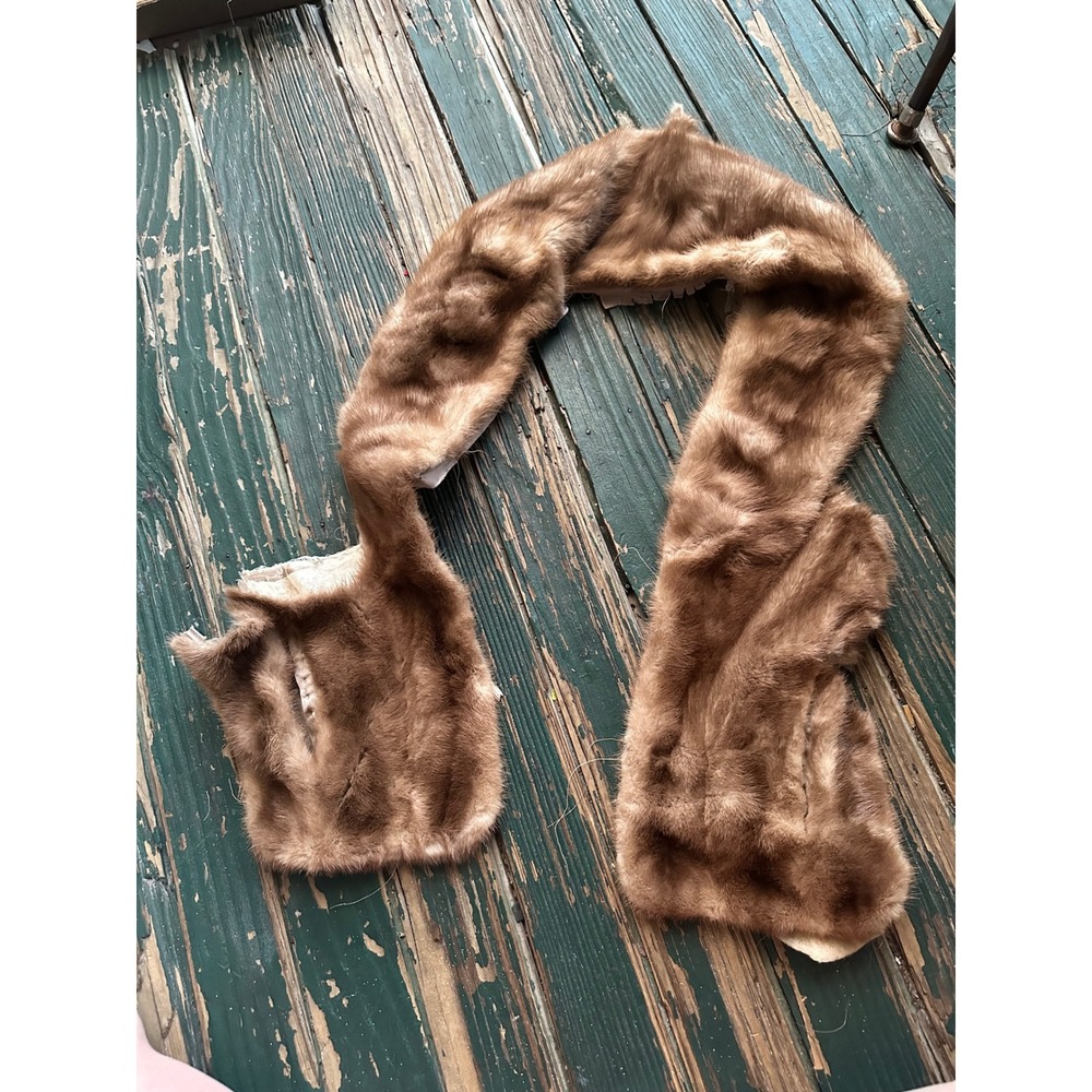 Vintage Real Fur Collar Stole Remnant Honey Brown for Upcycling Craft 25in